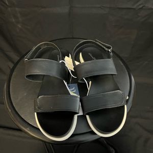 Black pleather sandals